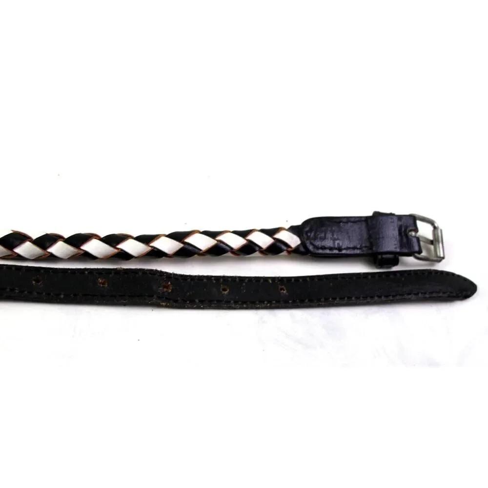 HANDCRAFTED WOVEN BLACK WHITE REAL LEATHER 1/2